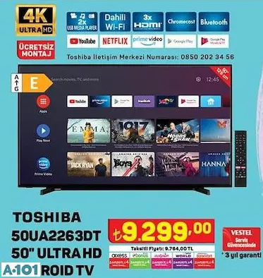 TOSHİBA 50 4K ANDROİD SMART LED TV/AKILLI TELEVİZYON TOSHİBA 50 4K ANDROİD SMART LED TV/AKILLI TELEVİZYON